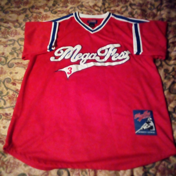Vintage Mega Fest Collection Baseball Jersey #3 Men's L Red - Picture 2 of 10
